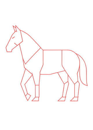 Horse minimal line art illustration on white backgroundのイラスト素材
