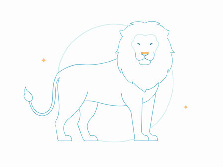 Lion minimal line art illustration on white backgroundのイラスト素材