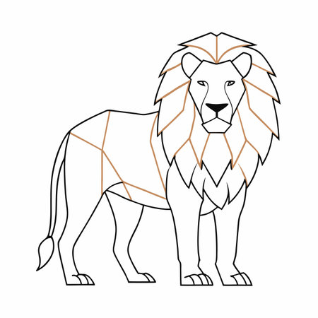 Lion minimal line art illustration on white backgroundのイラスト素材