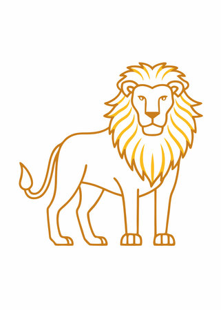 Lion minimal line art illustration on white backgroundのイラスト素材