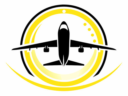 Airplane logo illustration on white backgroundのイラスト素材