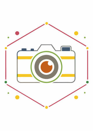 Camera logo illustration on white backgroundのイラスト素材
