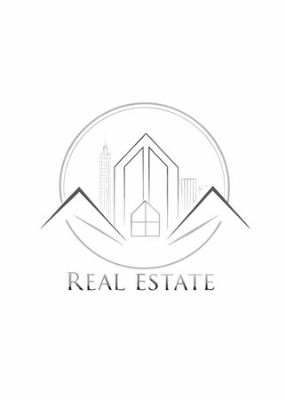 Minimalist real estate logo on white backgroundのイラスト素材