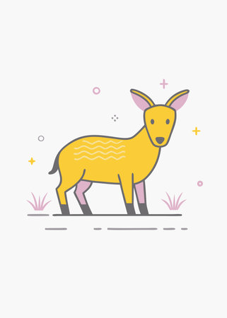 Wild animal minimal line art illustration on white backgroundのイラスト素材