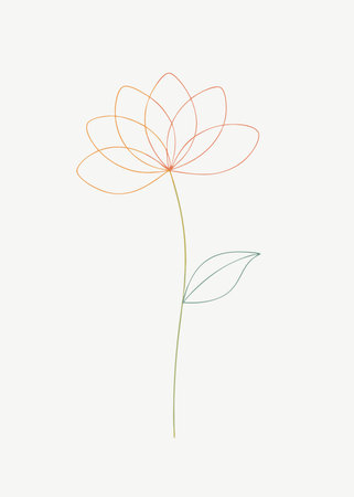 Colorful minimal Flower continuous line art design on white backgroundのイラスト素材
