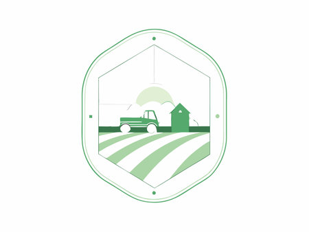 Minimalist farm logo on white backgroundのイラスト素材