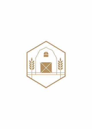 Minimalist farm logo on white backgroundのイラスト素材