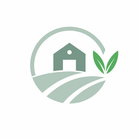 Minimalist farm logo on white backgroundのイラスト素材