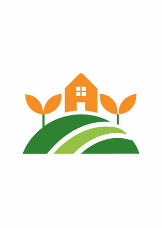 Minimalist farm logo on white backgroundのイラスト素材