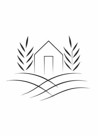 Minimalist farm logo on white backgroundのイラスト素材