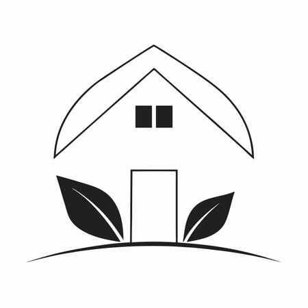 Minimalist farm logo on white backgroundのイラスト素材