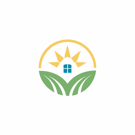 Minimalist farm logo on white backgroundのイラスト素材