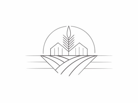 Minimalist farm logo on white backgroundのイラスト素材