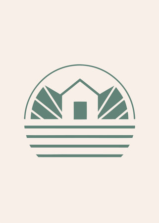 Minimalist farm logo on white backgroundのイラスト素材