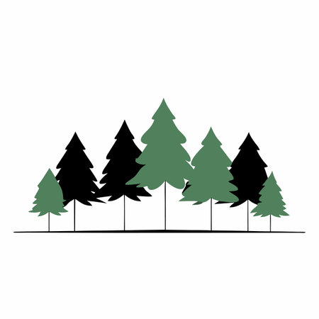 Minimalist forest illustration on white backgroundのイラスト素材