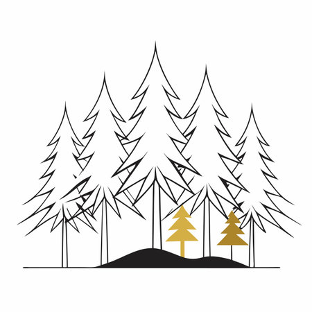 Minimalist forest illustration on white backgroundのイラスト素材