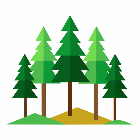 Minimalist forest illustration on white backgroundのイラスト素材