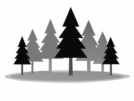 Minimalist forest illustration on white backgroundのイラスト素材