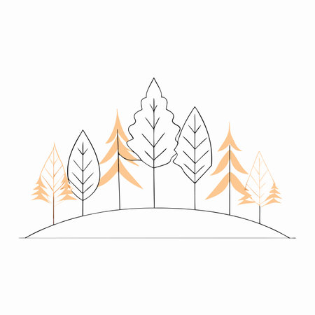 Minimalist forest illustration on white backgroundのイラスト素材