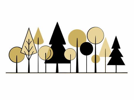 Minimalist forest illustration on white backgroundのイラスト素材