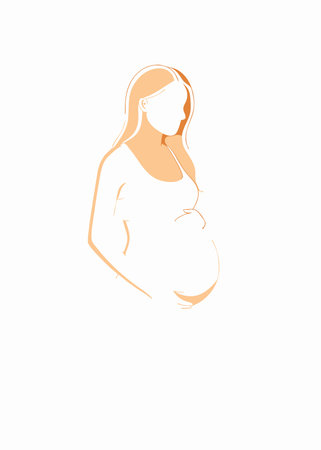 Pregnant women minimal line art vactor on white backgroundのイラスト素材