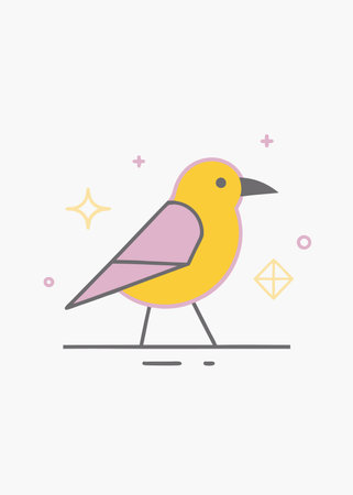 Bird abstract continuous line art design on white backgroundのイラスト素材