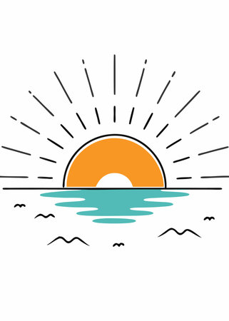 Sunset vector illustration on white backgroundのイラスト素材