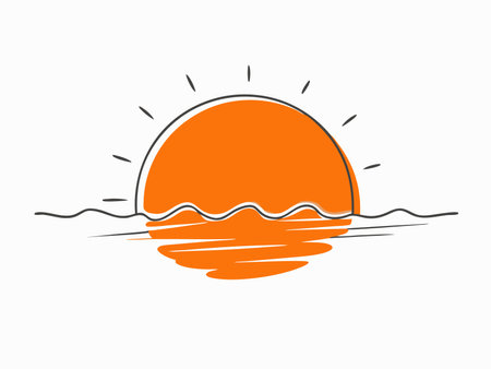 Sunset vector illustration on white backgroundのイラスト素材