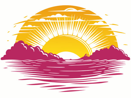 Sunset vector illustration on white backgroundのイラスト素材