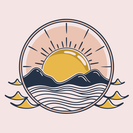 Sunset vector illustration on white backgroundのイラスト素材