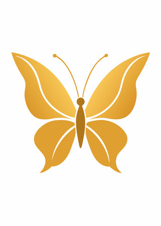 Golden butterfly realistic vector on white backgroundのイラスト素材