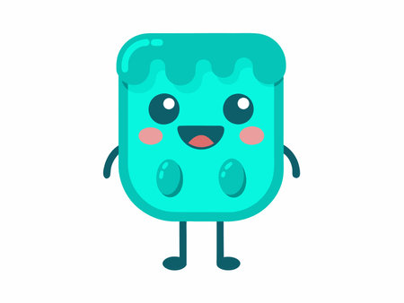 Kawaii sweet dessert character vector illustration on white backgroundのイラスト素材