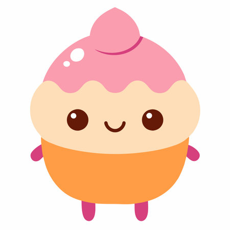 Kawaii sweet dessert character vector illustration on white backgroundのイラスト素材