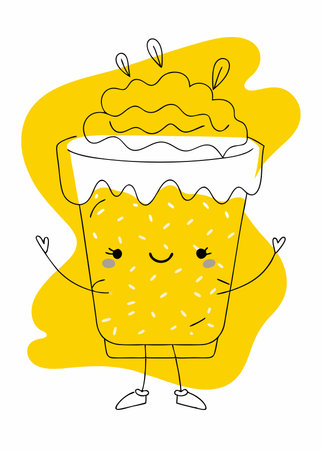 Kawaii sweet dessert character vector illustration on white backgroundのイラスト素材