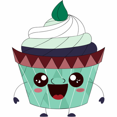 Kawaii sweet dessert character vector illustration on white backgroundのイラスト素材