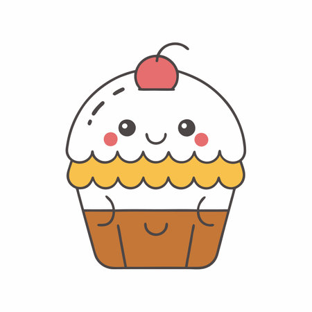 Kawaii sweet dessert character vector illustration on white backgroundのイラスト素材