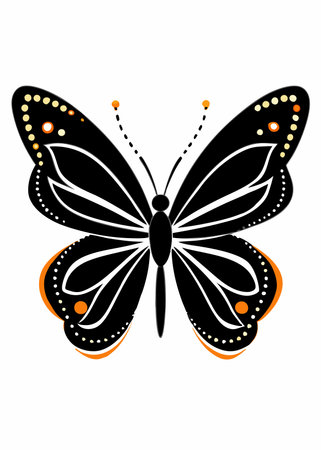 Minimalist butterfly vector on white backgroundのイラスト素材