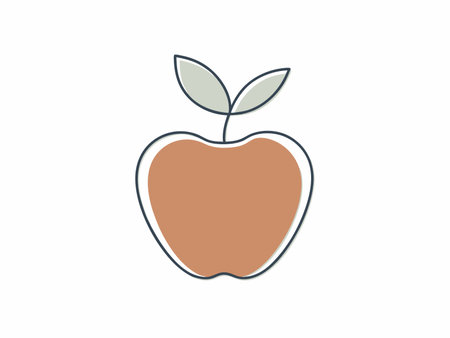 Minimalist fresh apple vector on white backgroundのイラスト素材