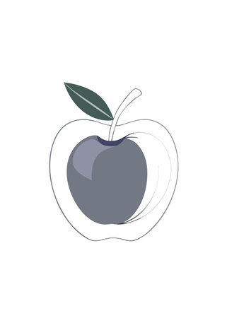 Minimalist fresh apple vector on white backgroundのイラスト素材