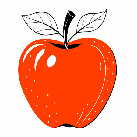 Minimalist fresh apple vector on white backgroundのイラスト素材