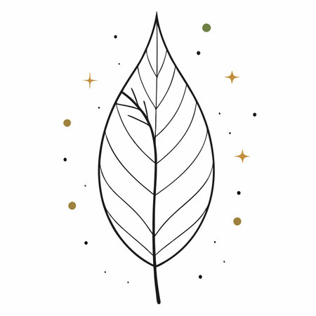 Minimalist leaf doodle vector on white backgroundのイラスト素材