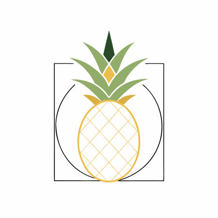 Minimalist pineapple vector on white backgroundのイラスト素材
