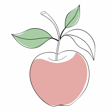 Minimalist fresh apple vector on white backgroundのイラスト素材