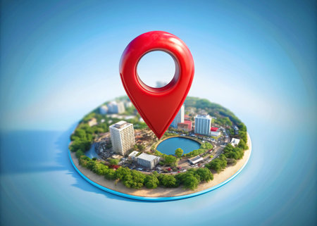 3d location with map icon isolated backgroundの写真素材