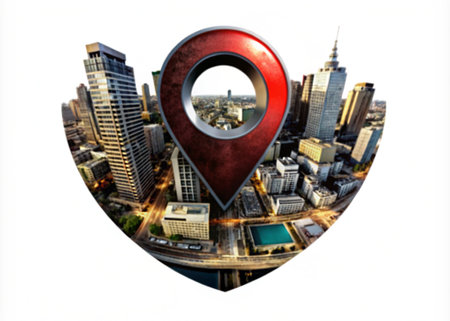 3d location with map icon isolated backgroundの写真素材