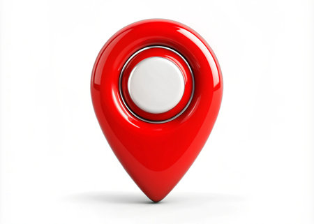 3d location with map icon isolated backgroundの写真素材