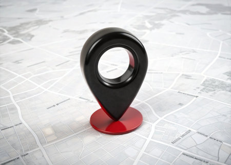 3d location with map icon isolated background