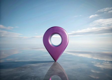 3d location with map icon isolated backgroundの写真素材