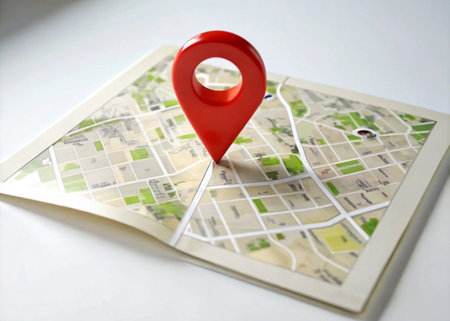 3d location with map icon isolated background