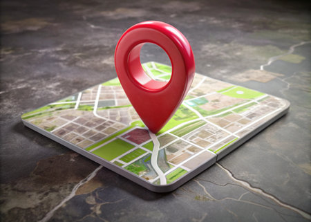 3d location with map icon isolated background